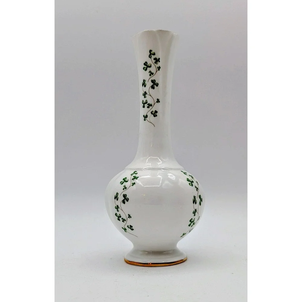 Royal Tara Irish Fine Bone China Bud Vase Shamrock Tara Hall Galway Ireland Gold